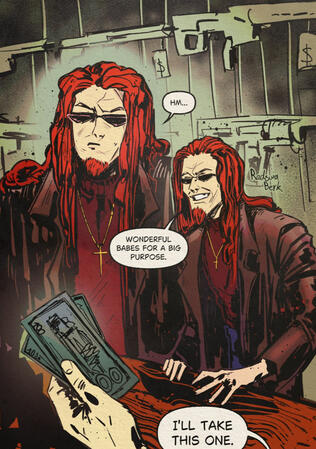 comic page, colored comic page, colored